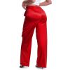 imageTapata Womens Satin Cargo Pants 28531 Inseam High Waisted Wide Leg Casual Straight Club Trousers PetiteRegularRed