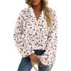 imageAvanova Women Boho Floral Blouses V Neck Top Lantern Long Sleeve ShirtBeige Floral