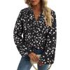 imageAvanova Women Boho Floral Blouses V Neck Top Lantern Long Sleeve ShirtBlack Dots