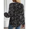imageAvanova Women Boho Floral Blouses V Neck Top Lantern Long Sleeve ShirtBlack Dots