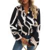 imageAvanova Women Boho Floral Blouses V Neck Top Lantern Long Sleeve ShirtBlack Striped
