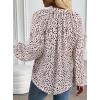 imageAvanova Women Boho Floral Blouses V Neck Top Lantern Long Sleeve ShirtLeopard Beige