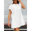imageAvanova Women Cap Short Sleeve Loose Fit Tunic Tops Oversized Summer Long T ShirtsWhite