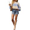 imageAvanova Women Color Block Striped Cropped Sweatshirt Oversized Crewneck PulloverBeige Blue