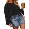 imageAvanova Women Color Block Striped Cropped Sweatshirt Oversized Crewneck PulloverBlack