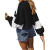 imageAvanova Women Color Block Striped Cropped Sweatshirt Oversized Crewneck PulloverBlack White