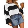 imageAvanova Women Color Block Striped Cropped Sweatshirt Oversized Crewneck PulloverBlack White