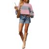 imageAvanova Women Color Block Striped Cropped Sweatshirt Oversized Crewneck PulloverGrey Pink