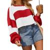 imageAvanova Women Color Block Striped Cropped Sweatshirt Oversized Crewneck PulloverRed White