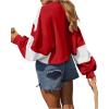 imageAvanova Women Color Block Striped Cropped Sweatshirt Oversized Crewneck PulloverRed White