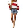 imageAvanova Women Color Block Striped Cropped Sweatshirt Oversized Crewneck PulloverRed White