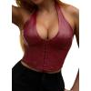 imageAvanova Women Leather Halter Corset Bustier Tops Sexy Going Out Crop Tank TopsBurgundy