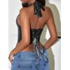 imageAvanova Women Leather Halter Top Tank Lace Up Corset Bustier Going Out Sexy Crop TopBlack