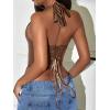 imageAvanova Women Leather Halter Top Tank Lace Up Corset Bustier Going Out Sexy Crop TopBrown