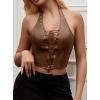 imageAvanova Women Leather Halter Top Tank Lace Up Corset Bustier Going Out Sexy Crop TopBrown