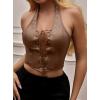 imageAvanova Women Leather Halter Top Tank Lace Up Corset Bustier Going Out Sexy Crop TopBrown