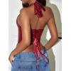 imageAvanova Women Leather Halter Top Tank Lace Up Corset Bustier Going Out Sexy Crop TopBurgundy