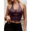 imageAvanova Women Leather Halter Top Tank Lace Up Corset Bustier Going Out Sexy Crop TopPurple