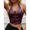 imageAvanova Women Leather Halter Top Tank Lace Up Corset Bustier Going Out Sexy Crop TopPurple
