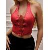 imageAvanova Women Leather Halter Top Tank Lace Up Corset Bustier Going Out Sexy Crop TopRed