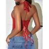 imageAvanova Women Leather Halter Top Tank Lace Up Corset Bustier Going Out Sexy Crop TopRed