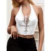 imageAvanova Women Leather Halter Top Tank Lace Up Corset Bustier Going Out Sexy Crop TopWhite