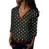 imageAvanova Women Pattern Print Button Down Blouse Top Long Sleeve Work Business ShirtGold Dot Black