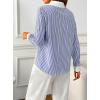 imageAvanova Women Pattern Print Button Down Blouse Top Long Sleeve Work Business ShirtStriped Blue