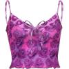 imageAvanova Womens Spaghetti Strap V Neck Lettuce Hem Mesh Sheer Camisole Leopard Patchwork Crop Cami Tops Purple 02 Medium