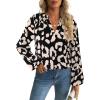 imageAvanova Women Boho Floral Blouses V Neck Top Lantern Long Sleeve ShirtBlack Beige