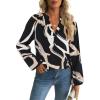 imageAvanova Women Boho Floral Blouses V Neck Top Lantern Long Sleeve ShirtBlack Striped