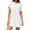 imageAvanova Women Cap Short Sleeve Loose Fit Tunic Tops Oversized Summer Long T ShirtsWhite