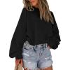 imageAvanova Women Color Block Striped Cropped Sweatshirt Oversized Crewneck PulloverBlack