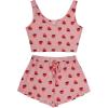 imageAvanova Women Cute Strawberry 2 Piece Tank Top Shorts Pajama Sets Sleepwear LoungewearPink