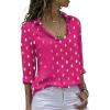 imageAvanova Women Pattern Print Button Down Blouse Top Long Sleeve Work Business ShirtGold Dot Hot Pink
