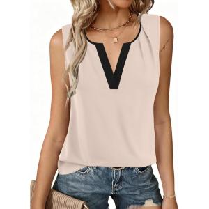 imageAvanova Women V Neck Tank Top Sleeveless Work Business Casual Blouse ShirtApricot