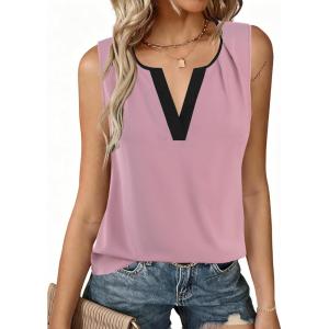 imageAvanova Women V Neck Tank Top Sleeveless Work Business Casual Blouse ShirtDusty Pink