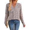 imageAvanova Women Boho Printed V Neck Tops Long Sleeve Shirts Work BlousesBeige Leopard