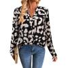 imageAvanova Women Boho Printed V Neck Tops Long Sleeve Shirts Work BlousesBlack Beige