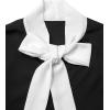 imageAvanova Women Bow Tie Neck Blouse Shirt Bishop Long Sleeve Work Office Top Black White D Large