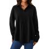 imageAvanova Women Collared Long Sleeve Shirts Blouses V Neck Tunic Tops Dressy Casual Black Medium