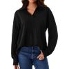 imageAvanova Women Collared Long Sleeve Shirts Blouses V Neck Tunic Tops Dressy Casual Black Medium