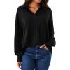 imageAvanova Women Collared Long Sleeve Shirts Blouses V Neck Tunic Tops Dressy Casual Black Medium