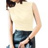 imageAvanova Women Fitted Sleeveless Ruched Tank Top Shirt Mock Turtleneck BlousesBeige