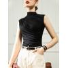 imageAvanova Women Fitted Sleeveless Ruched Tank Top Shirt Mock Turtleneck BlousesBlack