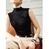 imageAvanova Women Fitted Sleeveless Ruched Tank Top Shirt Mock Turtleneck BlousesBlack