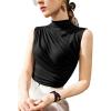 imageAvanova Women Fitted Sleeveless Ruched Tank Top Shirt Mock Turtleneck BlousesBlack