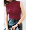 imageAvanova Women Fitted Sleeveless Ruched Tank Top Shirt Mock Turtleneck BlousesBurgundy a