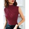 imageAvanova Women Fitted Sleeveless Ruched Tank Top Shirt Mock Turtleneck BlousesBurgundy a