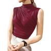 imageAvanova Women Fitted Sleeveless Ruched Tank Top Shirt Mock Turtleneck BlousesBurgundy a